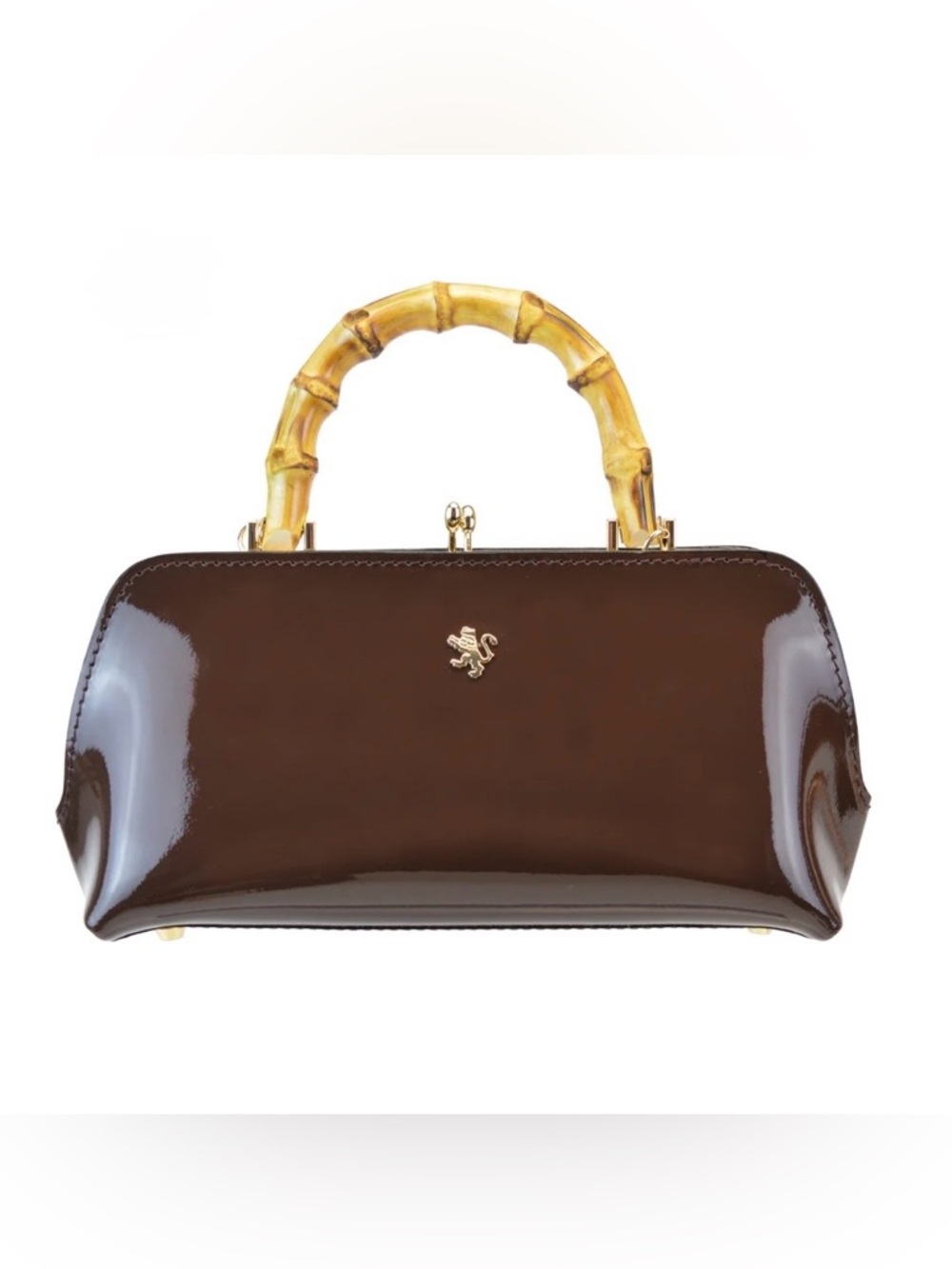NWT Pratesi Candeli Handbag Real Italian Leather - Patent Coffee Brown Purse
